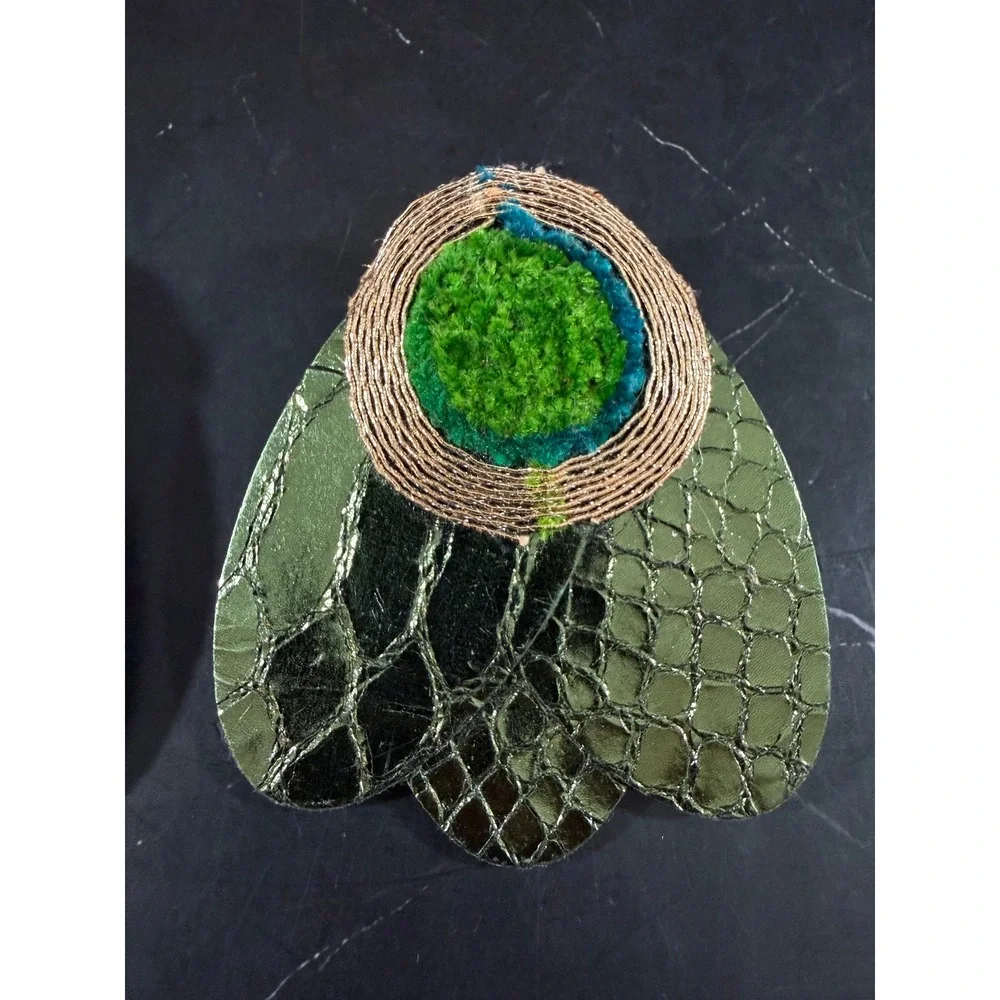 Handcrafted Green and Peacock Blue Textured Statement Earrings Ayala Bar Style
